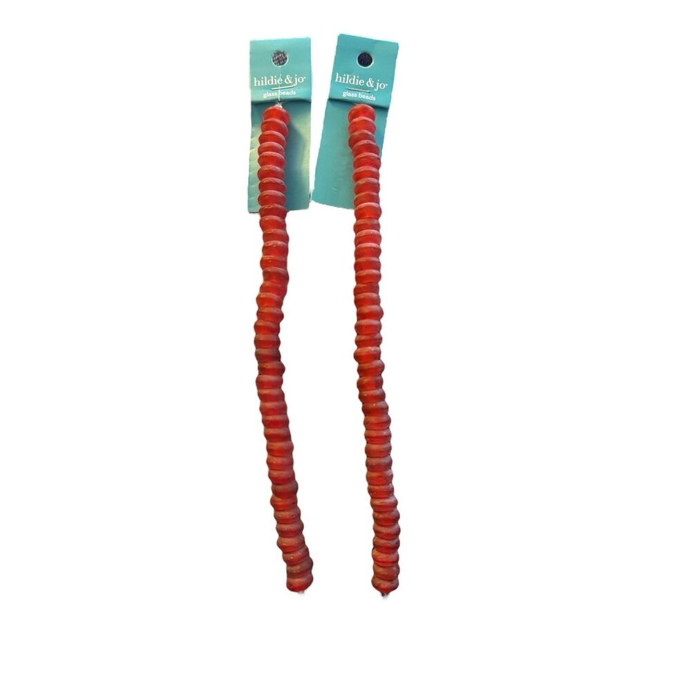 Lot of 2 Hildie & Jo Glass‎ Beads Orange Red Color Jewelry Crafts